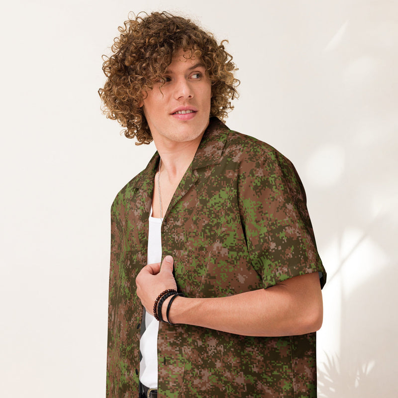 Digital Spectre Autumn Russian CAMO Unisex Short-Sleeve Button Shirt - Button-Up