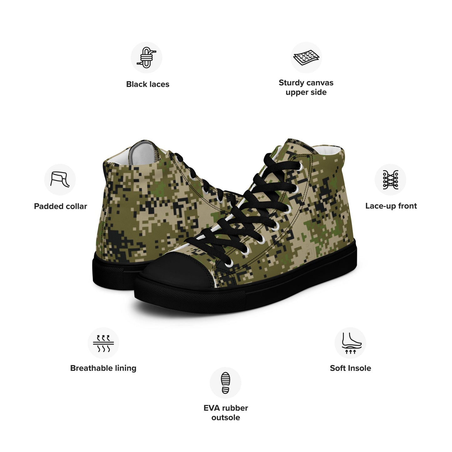 Russian Digital Spectre SKVO CAMO Mens high top canvas shoes - High Top Canvas Shoes