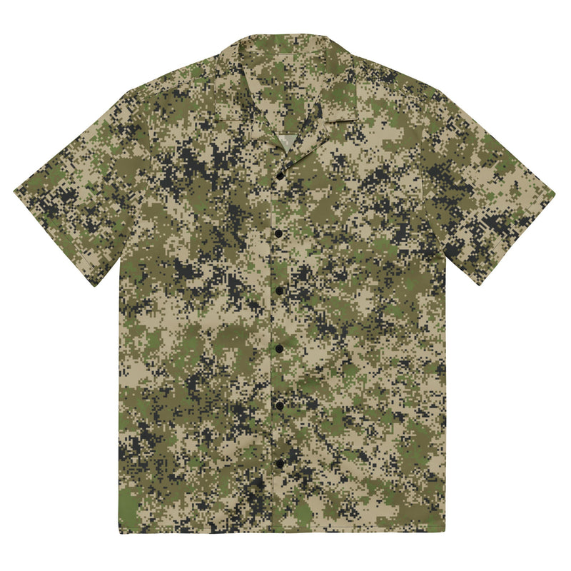 Digital Spectre Steppe Russian CAMO Unisex Short-Sleeve Button Shirt - 2XS - Button-Up