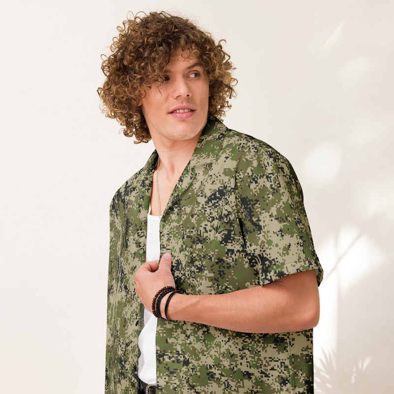 Digital Spectre Steppe Russian CAMO Unisex Short-Sleeve Button Shirt - Button-Up