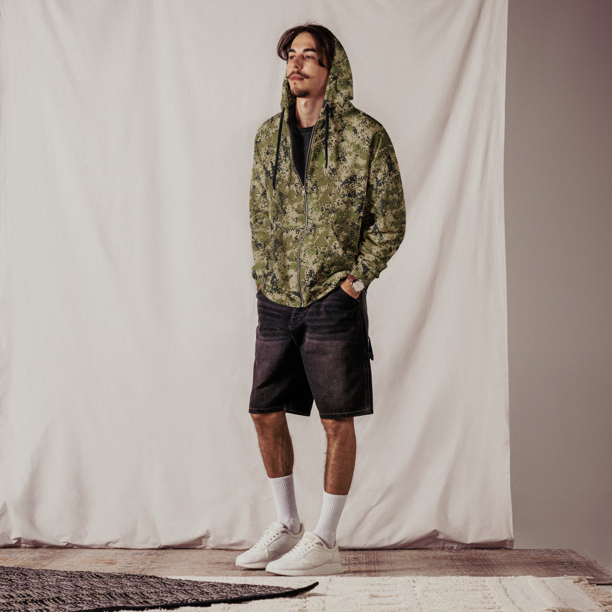 トップス XG Full Zip Camo Hoodie CAMO HQ - Russian Digital Spectre Autumn CAMO Unisex Zip Hoodie