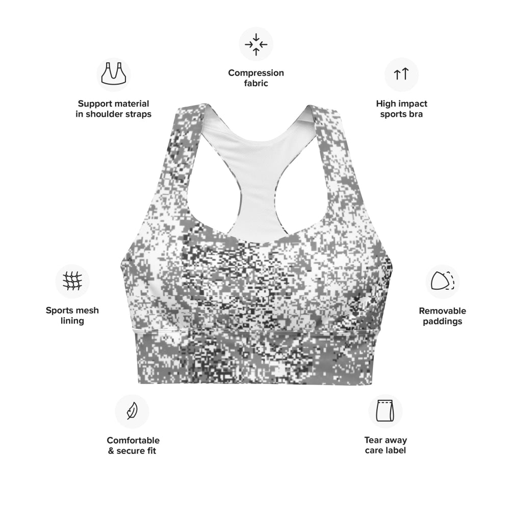 Russian EMR Digital Snow CAMO Longline sports bra - Womens Sports Bra