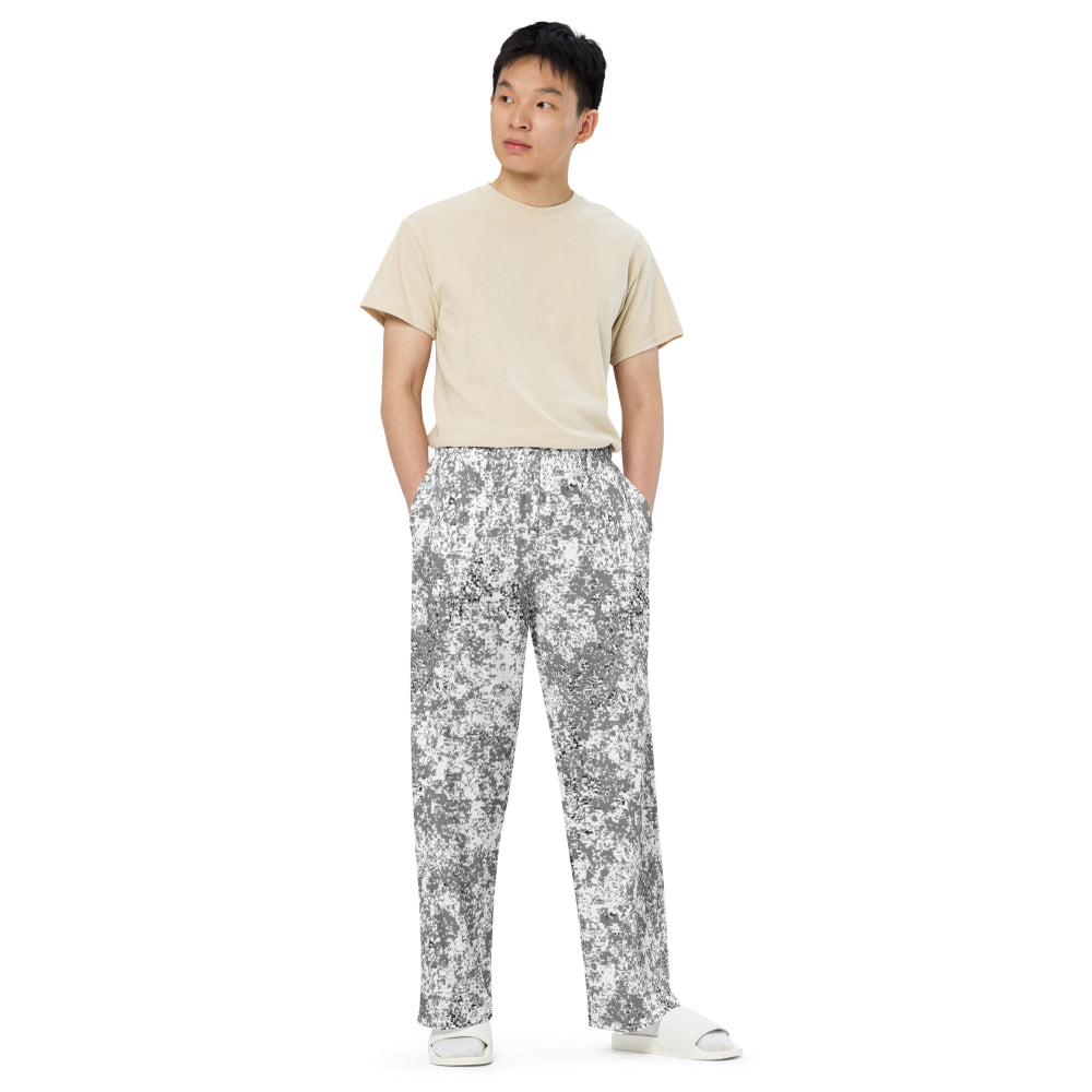 Russian EMR Digital Snow CAMO unisex wide-leg pants - Unisex Wide-Leg Pants