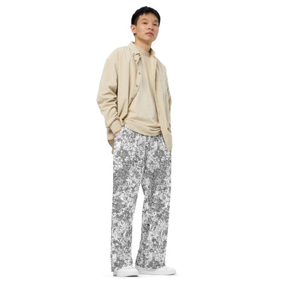 Russian EMR Digital Snow CAMO unisex wide-leg pants - Unisex Wide-Leg Pants