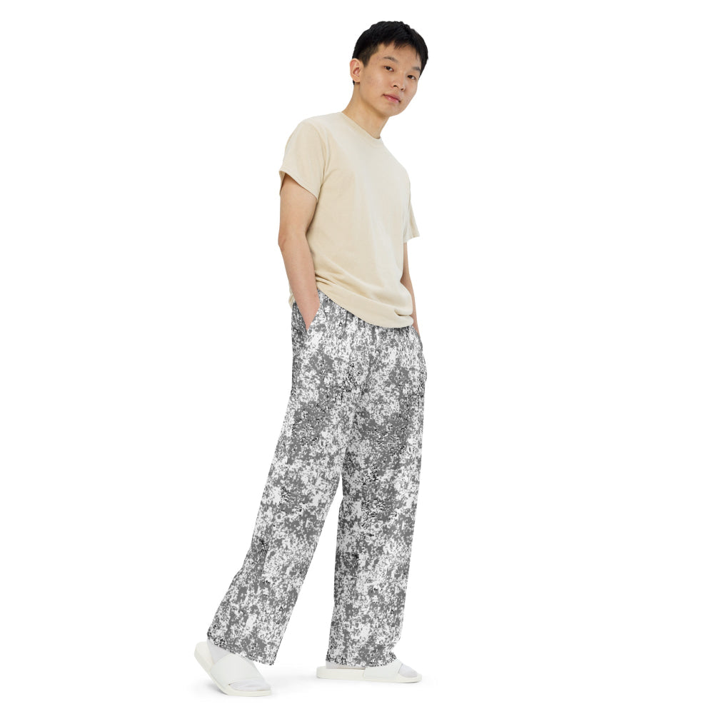 Russian EMR Digital Snow CAMO unisex wide-leg pants - Unisex Wide-Leg Pants