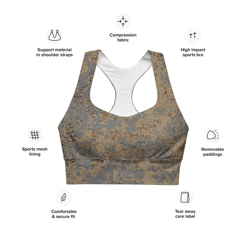 Russian EMR Digital Winter Grey CAMO Longline sports bra - Womens Sports Bra