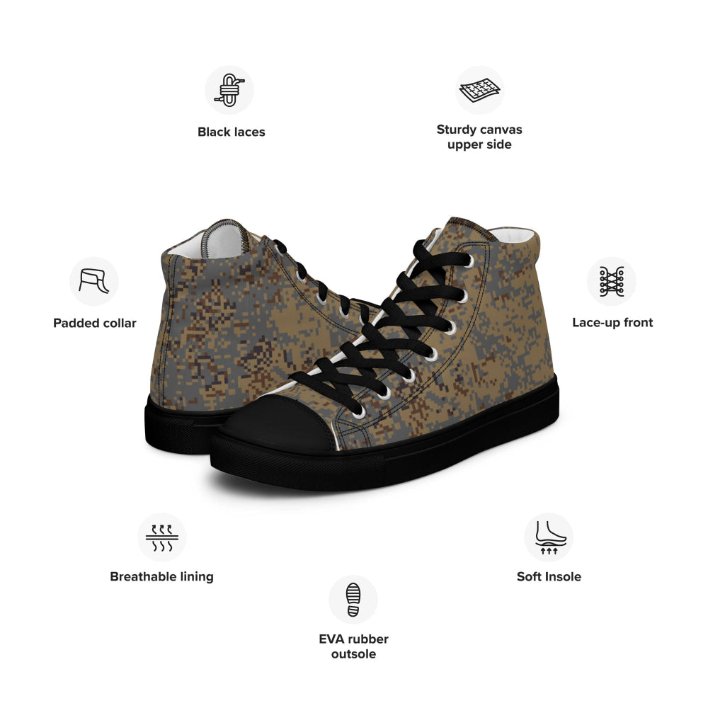 Russian EMR Digital Winter Grey CAMO Men’s high top canvas shoes - Mens High Top Canvas Shoes