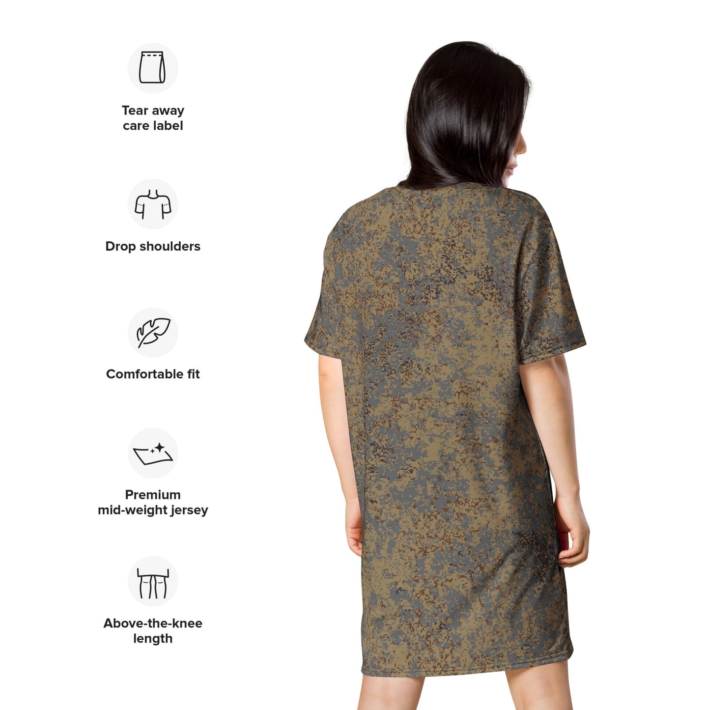 Russian EMR Digital Winter Grey CAMO T-shirt dress - Womens T-Shirt Dress