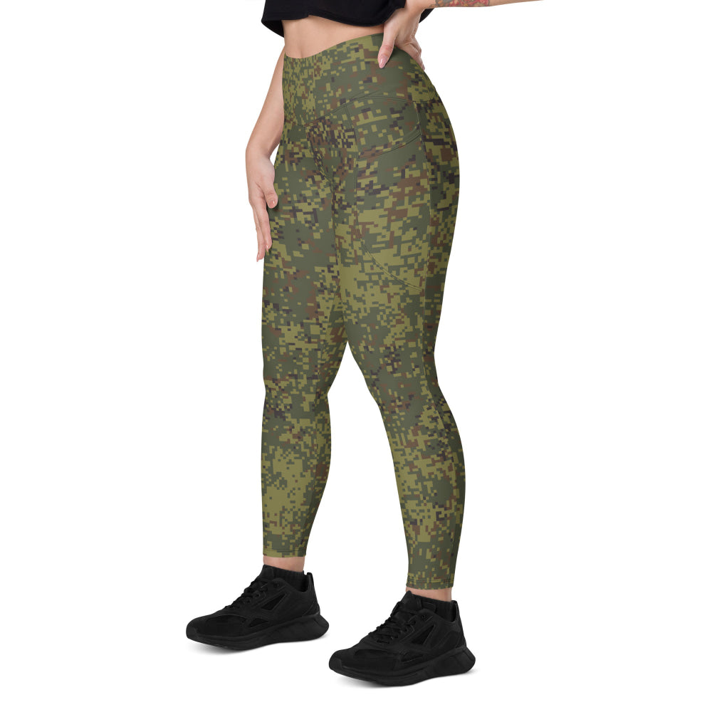 Russian EMR Digital Woodland CAMO Leggings with pockets - Womens With Pockets