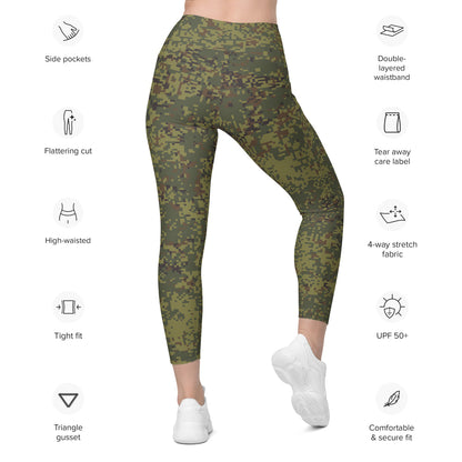 Russian EMR Digital Woodland CAMO Leggings with pockets - Womens With Pockets