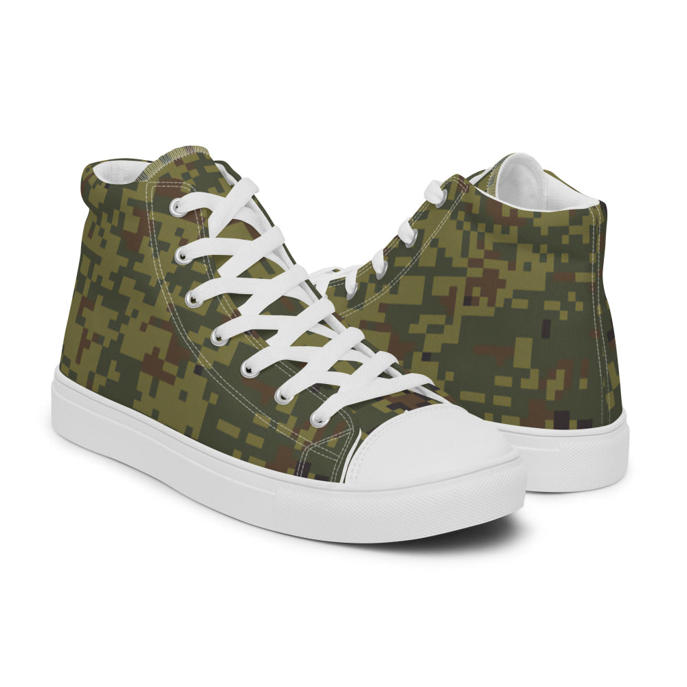 Russian EMR Digital Woodland CAMO Men’s high top canvas shoes - Mens High Top Canvas Shoes