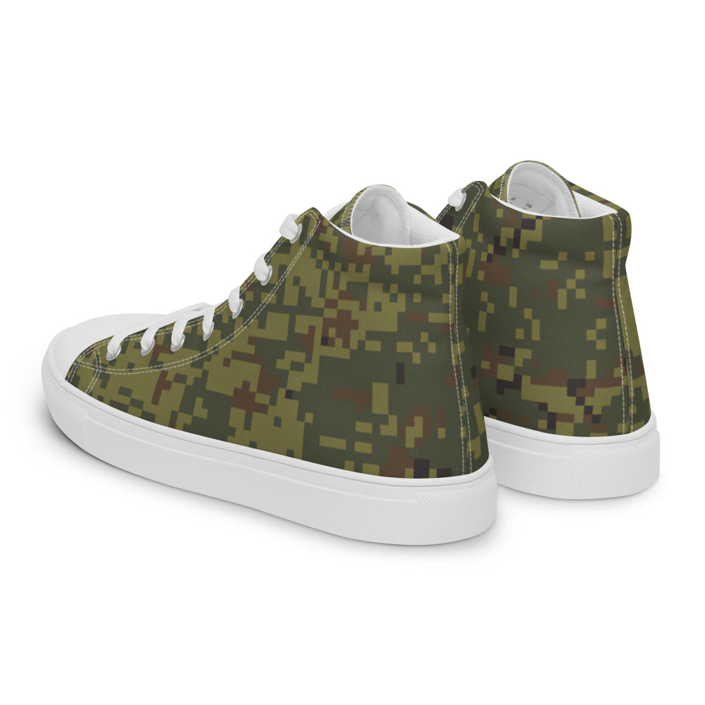 Russian EMR Digital Woodland CAMO Men’s high top canvas shoes - Mens High Top Canvas Shoes