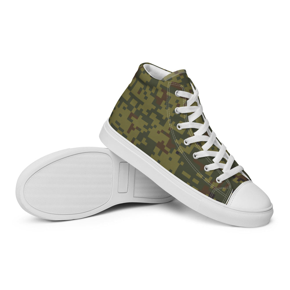 Russian EMR Digital Woodland CAMO Men’s high top canvas shoes - Mens High Top Canvas Shoes