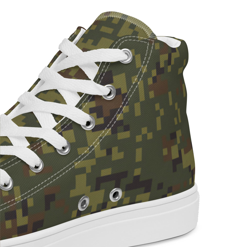 Russian EMR Digital Woodland CAMO Men’s high top canvas shoes - Mens High Top Canvas Shoes