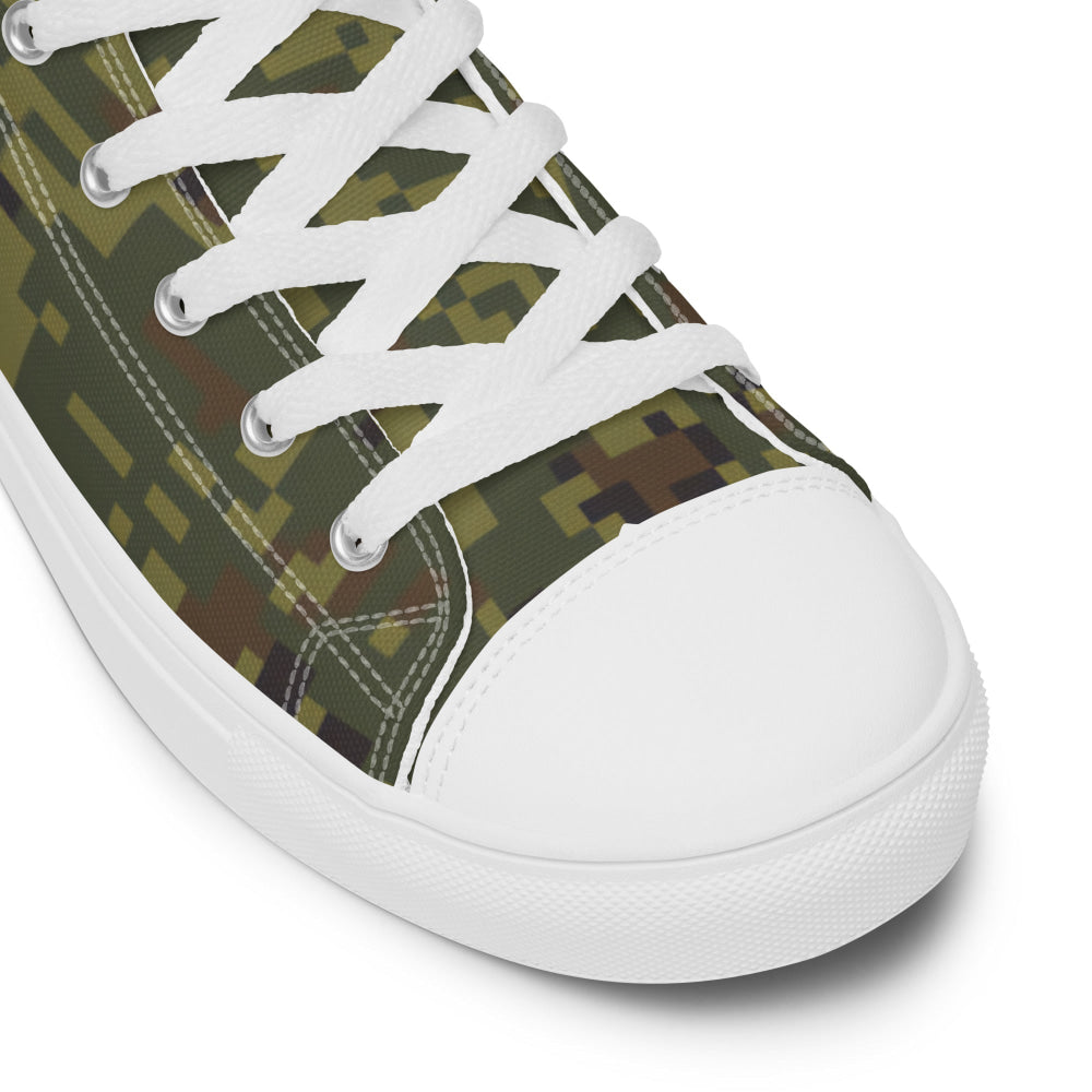 Russian EMR Digital Woodland CAMO Men’s high top canvas shoes - Mens High Top Canvas Shoes