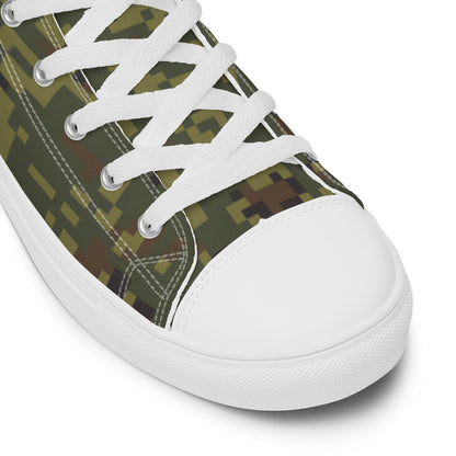 Russian EMR Digital Woodland CAMO Men’s high top canvas shoes - Mens High Top Canvas Shoes