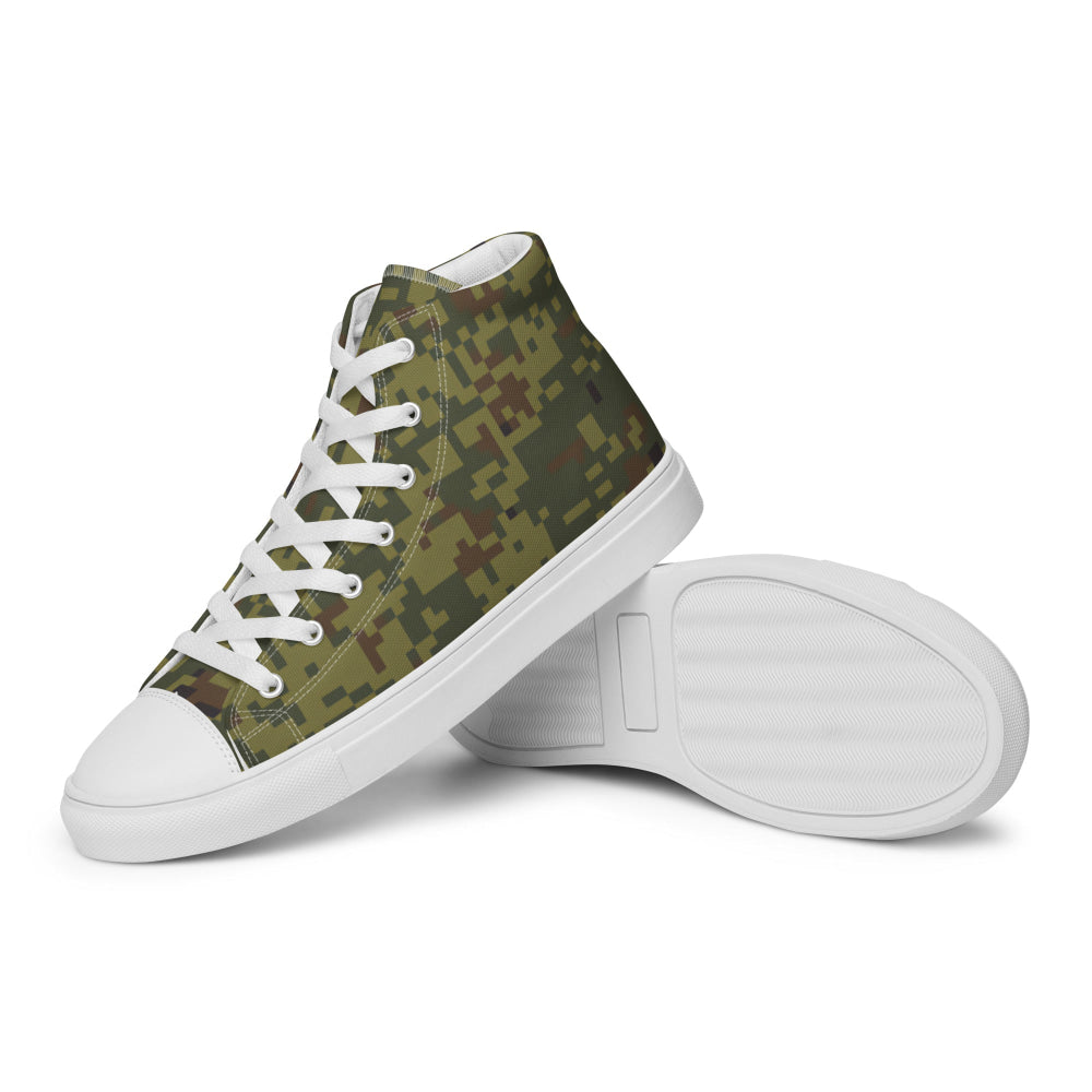 Russian EMR Digital Woodland CAMO Men’s high top canvas shoes - Mens High Top Canvas Shoes