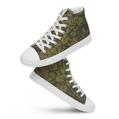 Russian EMR Digital Woodland CAMO Men’s high top canvas shoes - Mens High Top Canvas Shoes