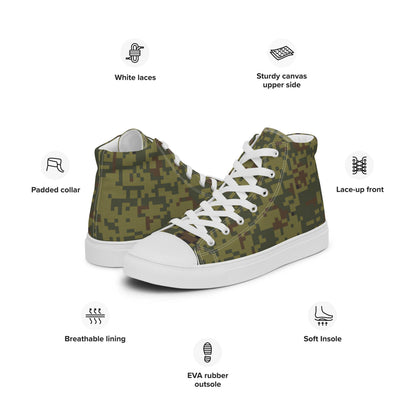 Russian EMR Digital Woodland CAMO Men’s high top canvas shoes - Mens High Top Canvas Shoes