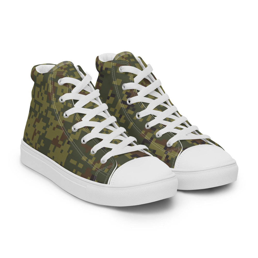 Russian EMR Digital Woodland CAMO Men’s high top canvas shoes - Mens High Top Canvas Shoes