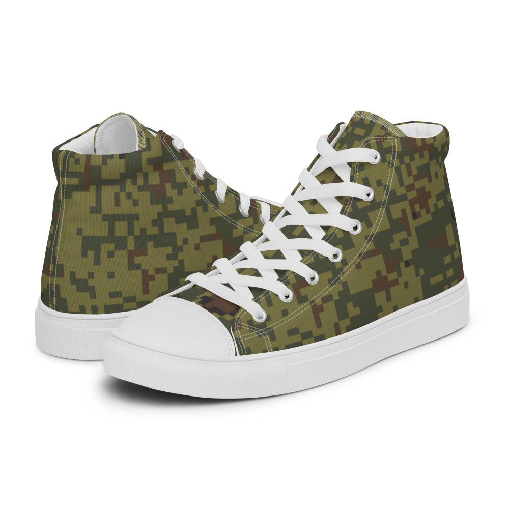 Russian EMR Digital Woodland CAMO Men’s high top canvas shoes - Mens High Top Canvas Shoes