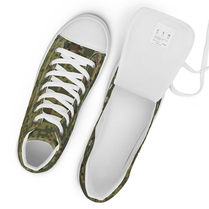 Russian EMR Digital Woodland CAMO Men’s high top canvas shoes - Mens High Top Canvas Shoes