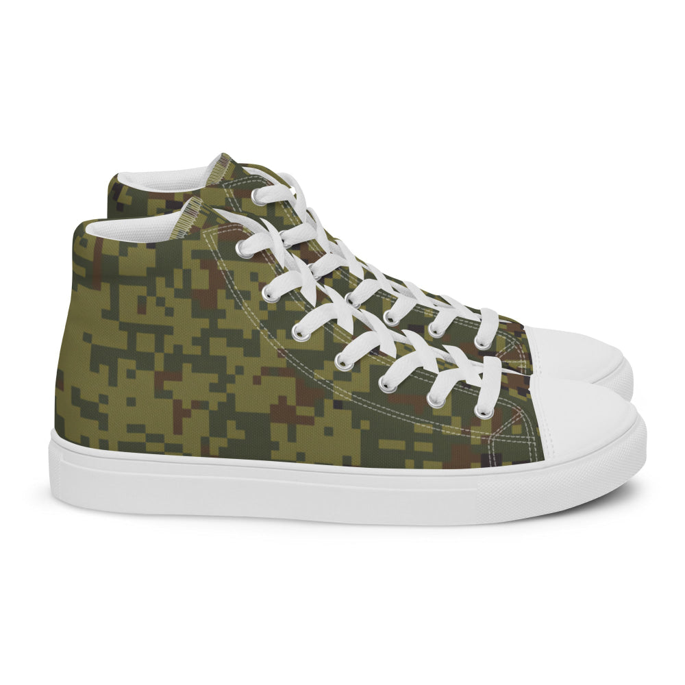 Russian EMR Digital Woodland CAMO Men’s high top canvas shoes - Mens High Top Canvas Shoes