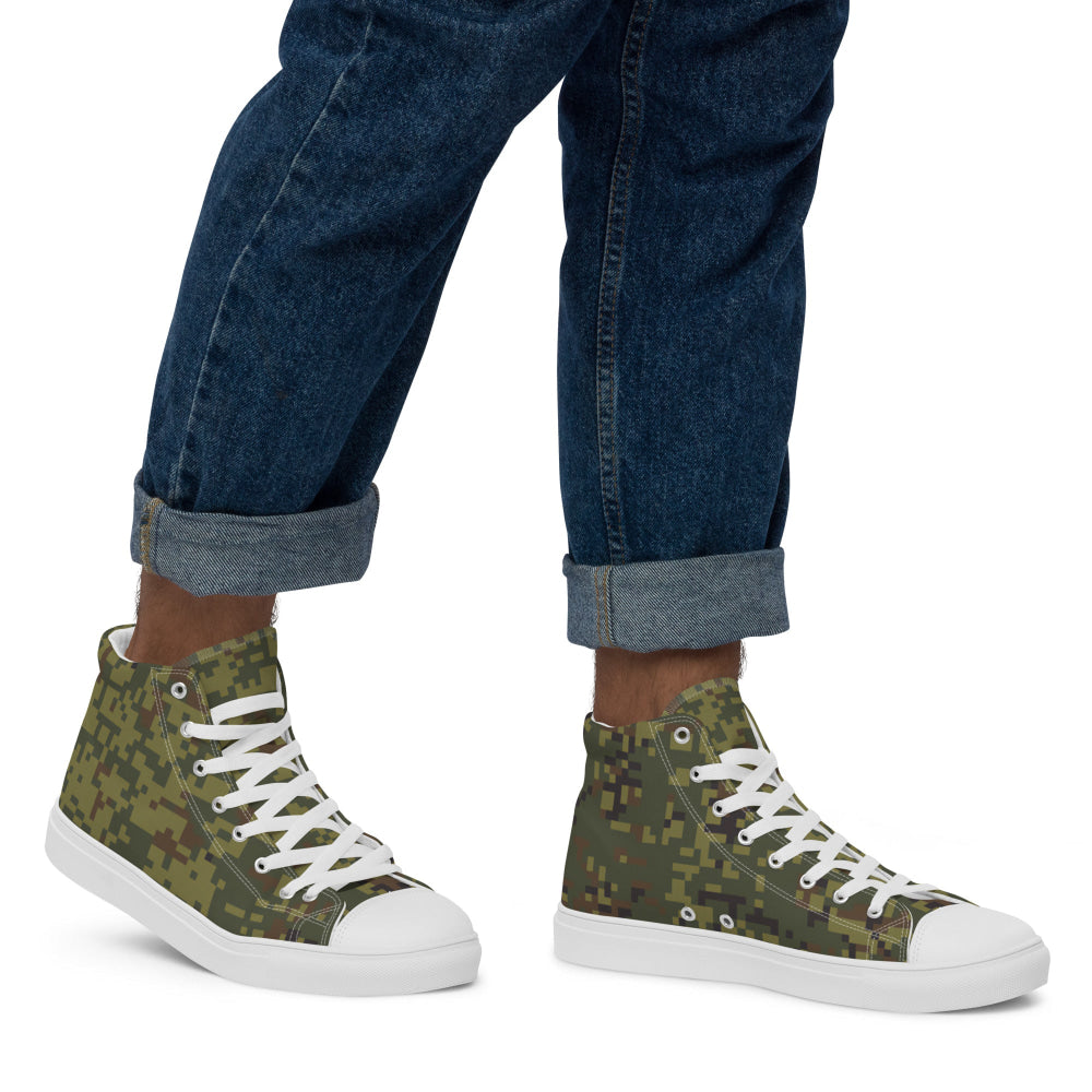 Russian EMR Digital Woodland CAMO Men’s high top canvas shoes - Mens High Top Canvas Shoes