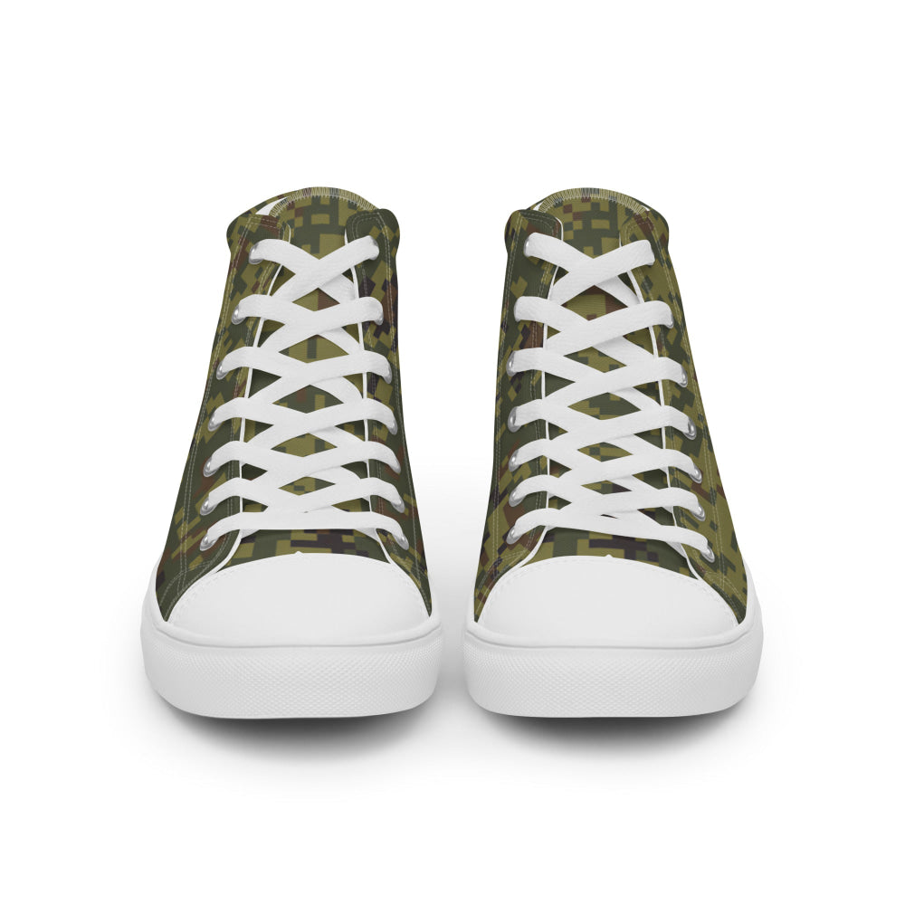 Russian EMR Digital Woodland CAMO Men’s high top canvas shoes - Mens High Top Canvas Shoes