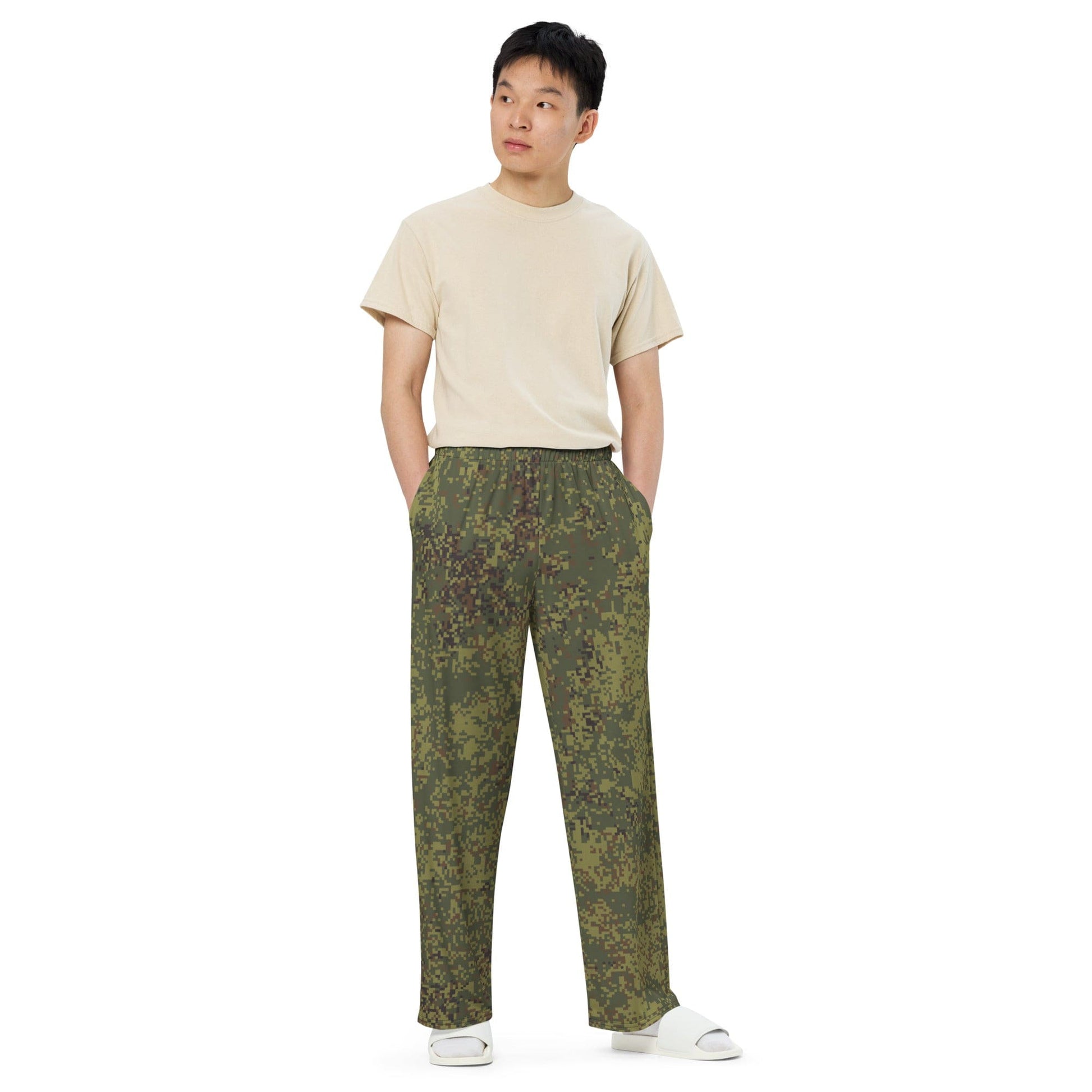 Russian EMR Digital Woodland CAMO unisex wide-leg pants - Unisex Wide-Leg Pants