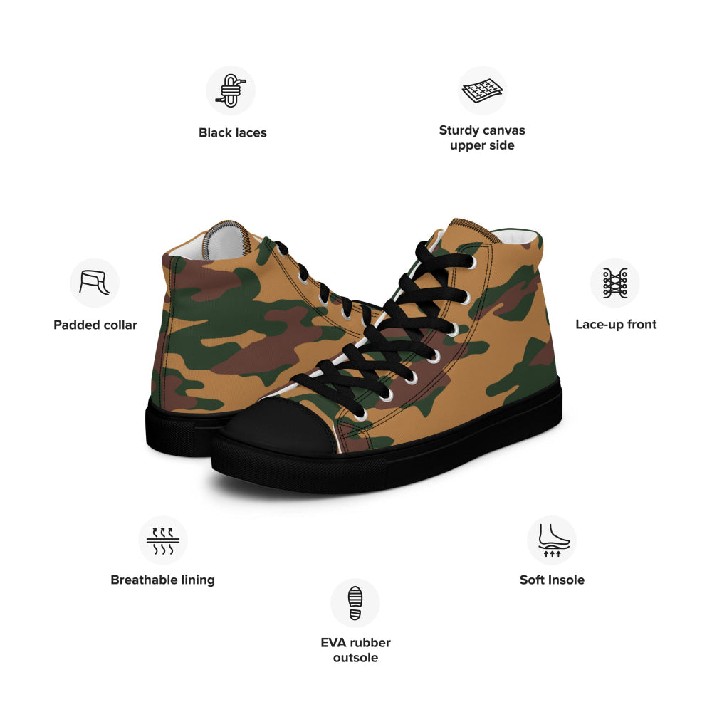 Russian Flora Arbuz Mountain CAMO Men’s high top canvas shoes - Mens High Top Canvas Shoes