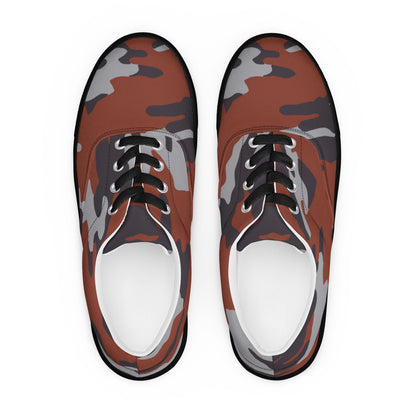 Russian Flora Red CAMO Mens Lace-Up Canvas Shoes - Lace-up