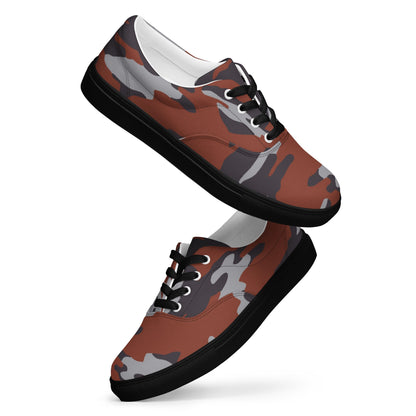 Russian Flora Red CAMO Mens Lace-Up Canvas Shoes - Lace-up