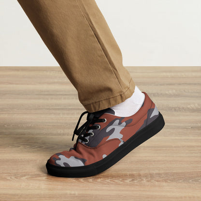 Russian Flora Red CAMO Mens Lace-Up Canvas Shoes - Lace-up