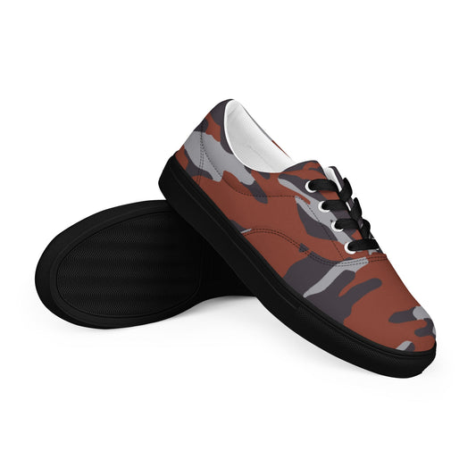 Russian Flora Red CAMO Mens Lace-Up Canvas Shoes - 5 - Lace-up