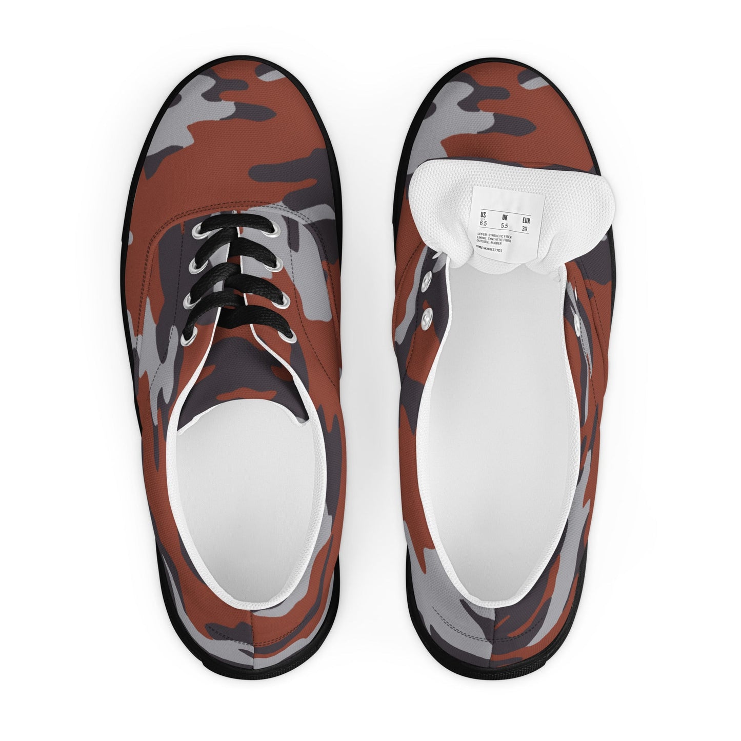 Russian Flora Red CAMO Mens Lace-Up Canvas Shoes - Lace-up