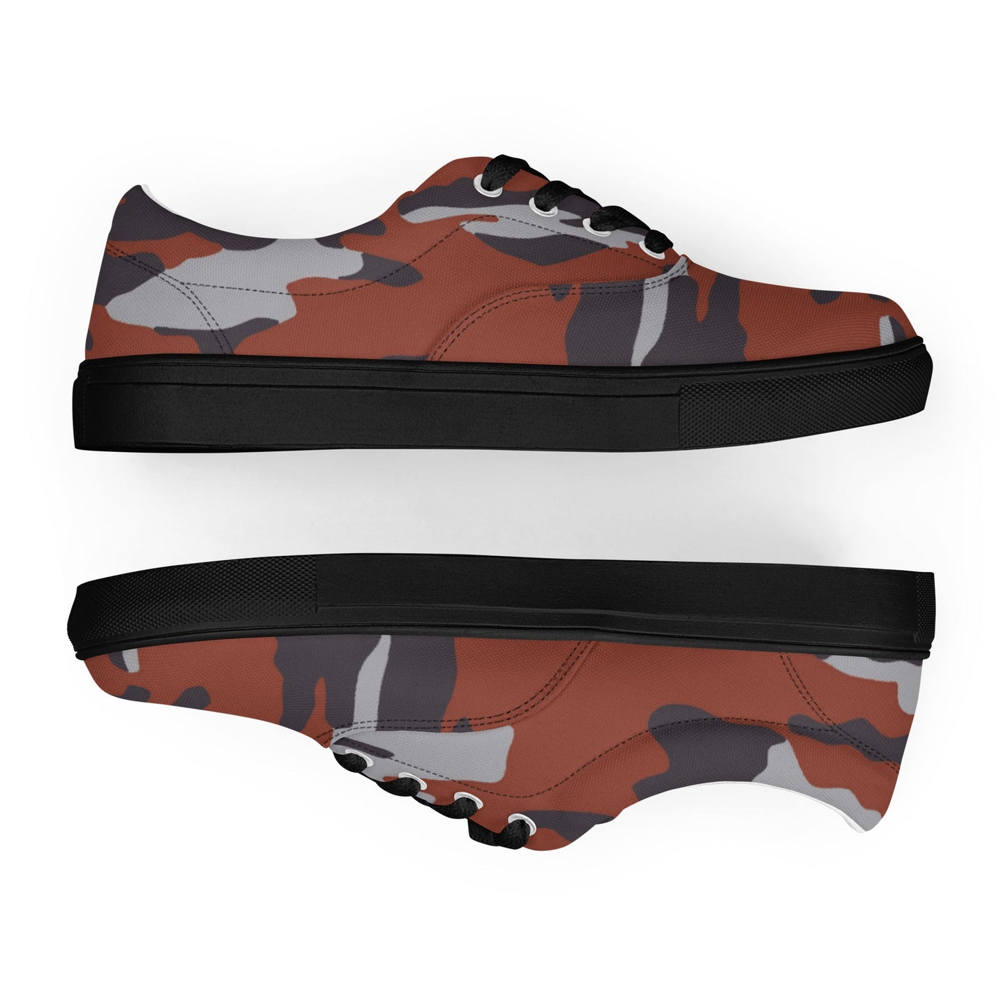 Russian Flora Red CAMO Mens Lace-Up Canvas Shoes - Lace-up