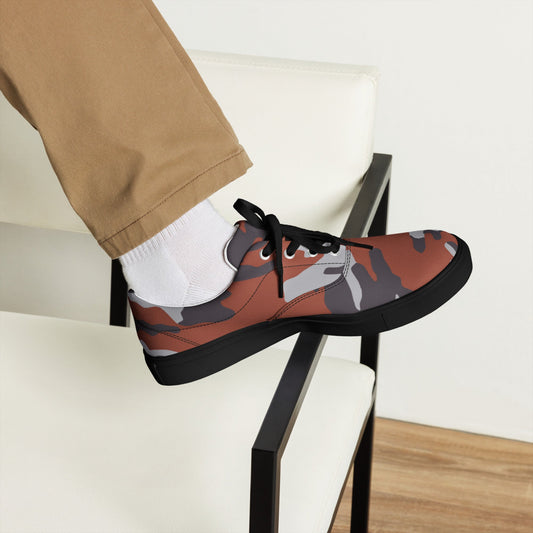 Russian Flora Red CAMO Mens Lace-Up Canvas Shoes - Lace-up