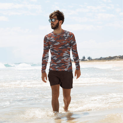 Russian Flora Red CAMO Mens Long-Sleeve Rash Guard - XS