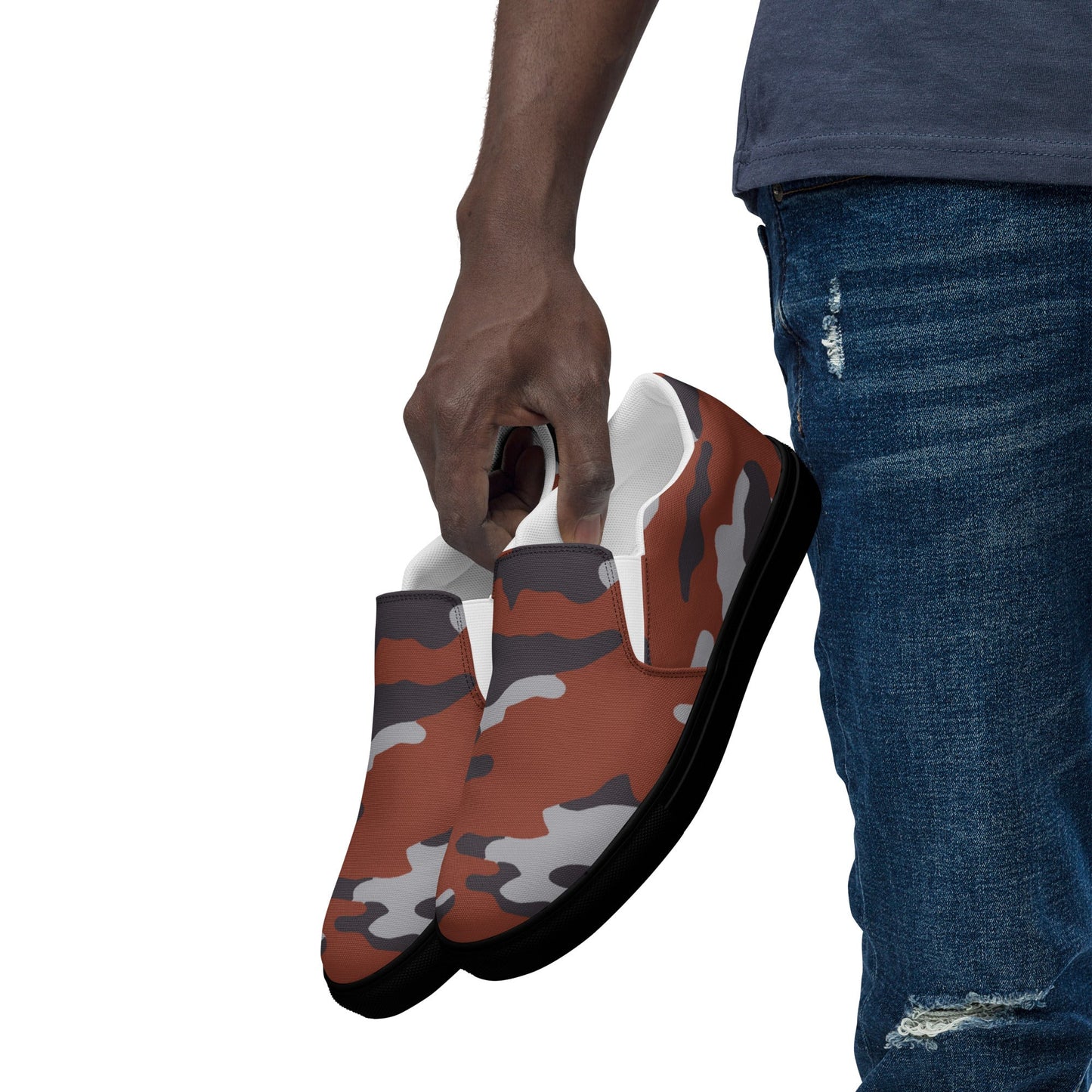 Russian Flora Red CAMO Mens Slip-On Canvas Shoes