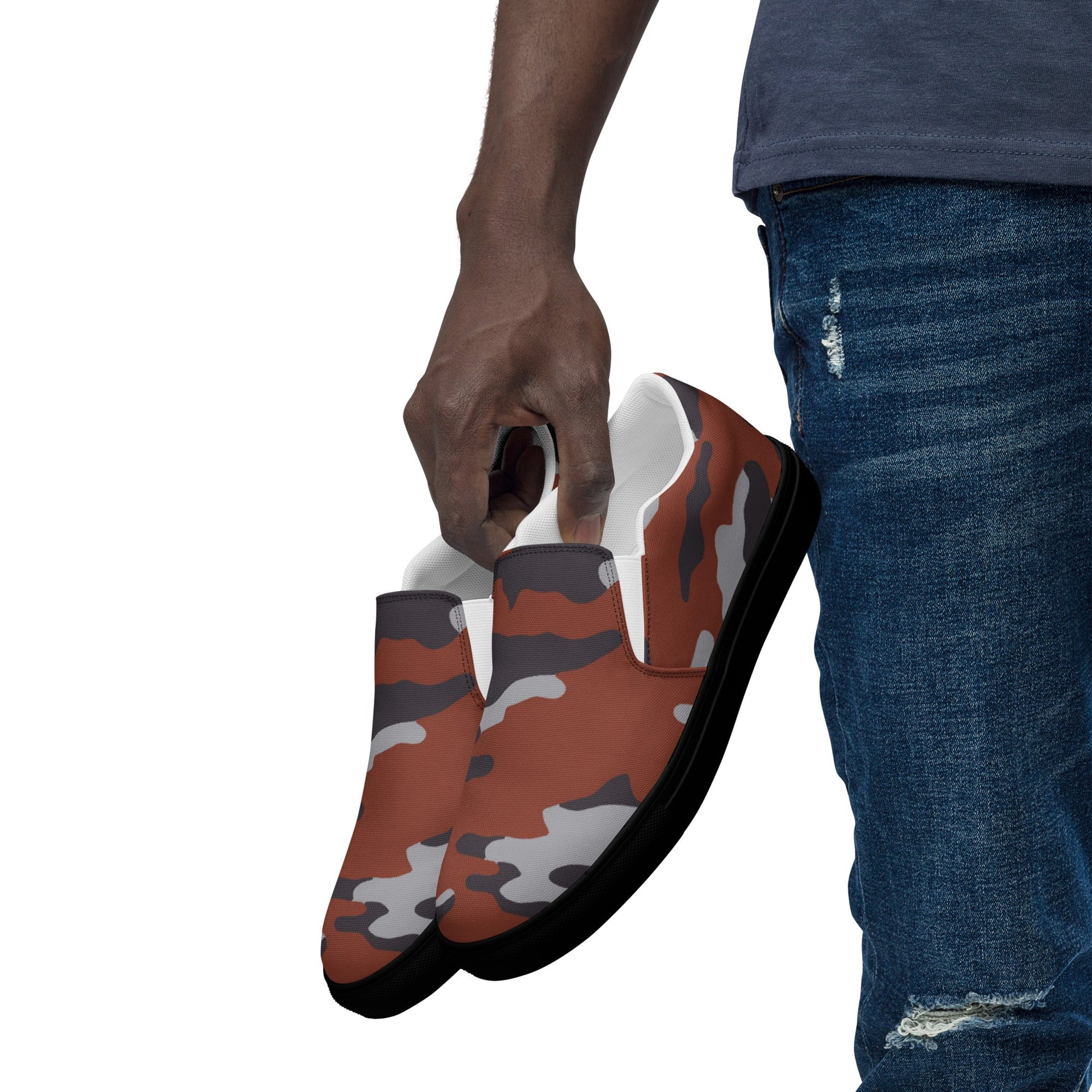 Russian Flora Red CAMO Mens Slip-On Canvas Shoes