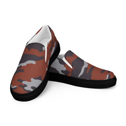 Russian Flora Red CAMO Mens Slip-On Canvas Shoes - 5