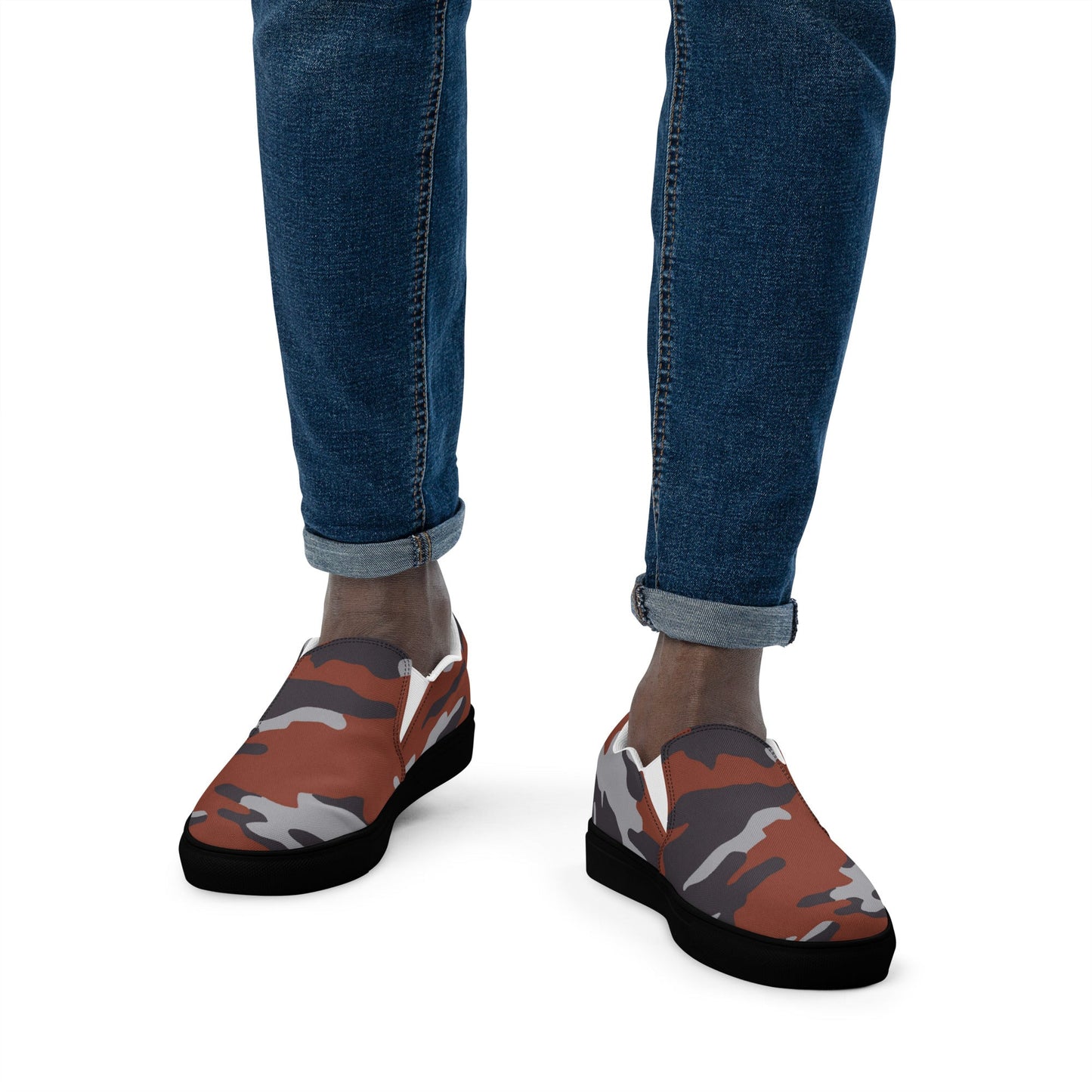 Russian Flora Red CAMO Mens Slip-On Canvas Shoes