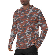 Flora Red Russian CAMO Mens Sunscreen Sports Hoodie With Thumb Holes
