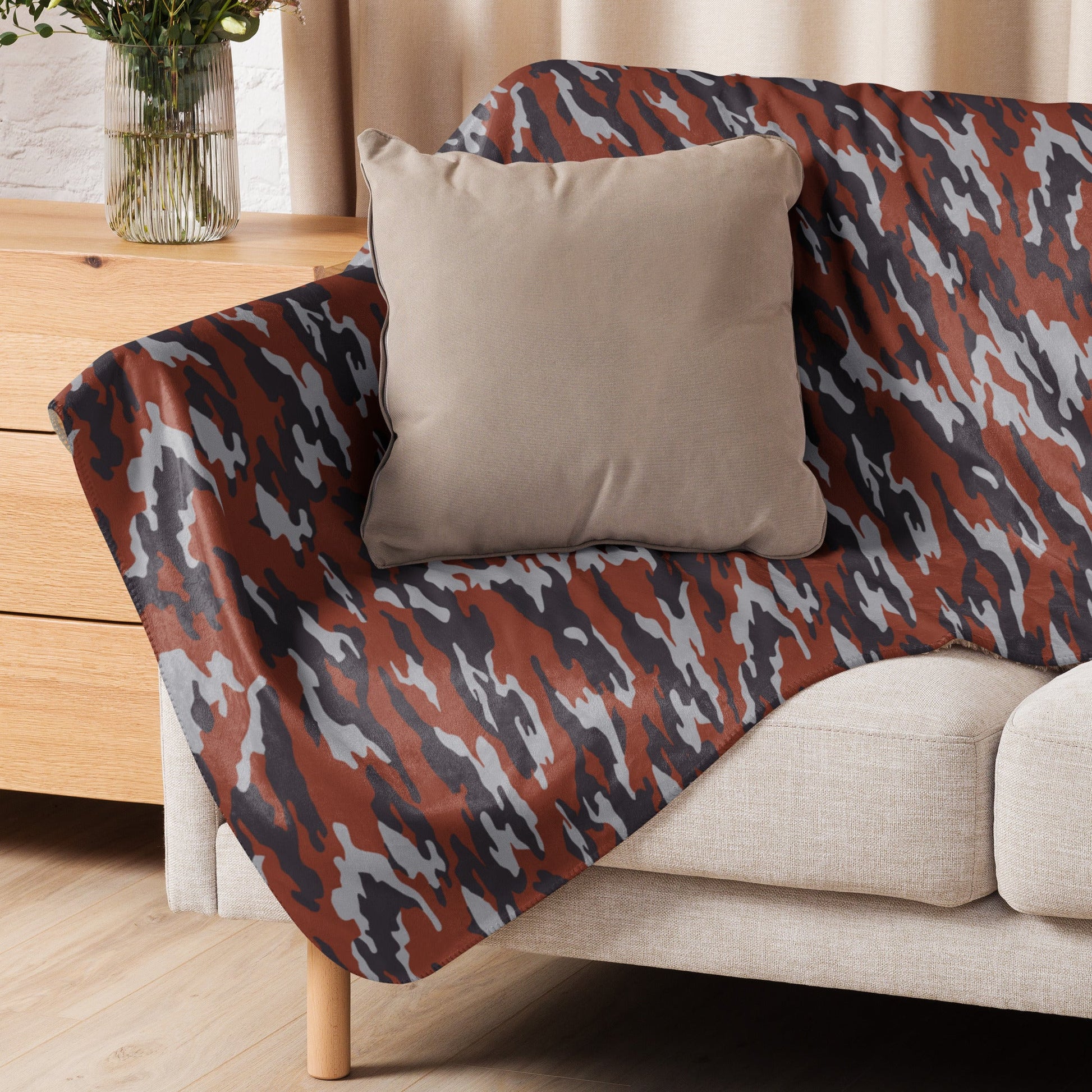 Russian Flora Red CAMO Sherpa Blanket