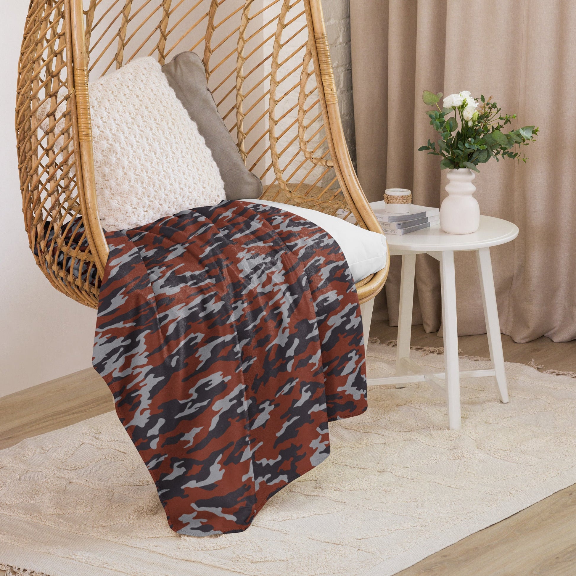 Russian Flora Red CAMO Sherpa Blanket