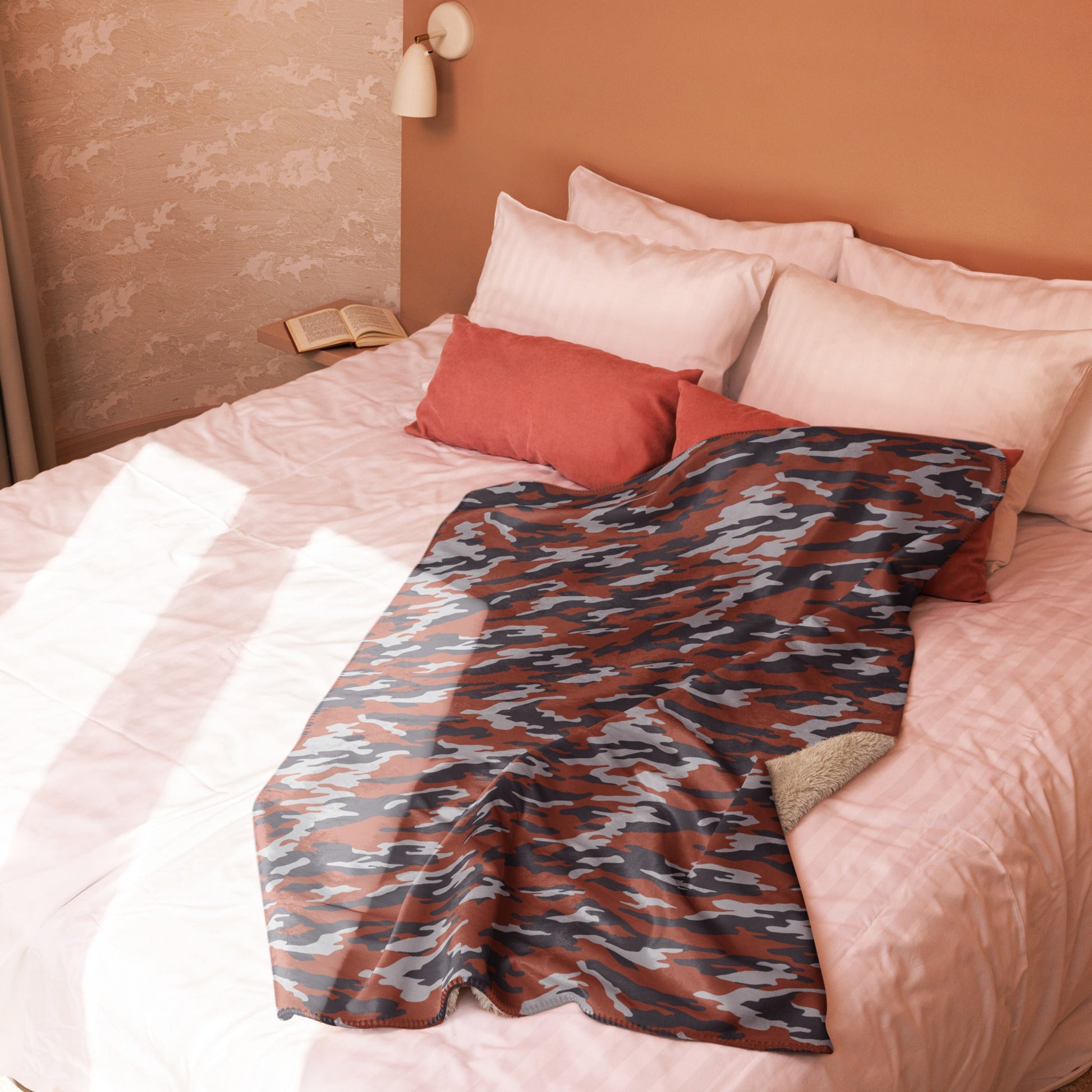 Russian Flora Red CAMO Sherpa Blanket