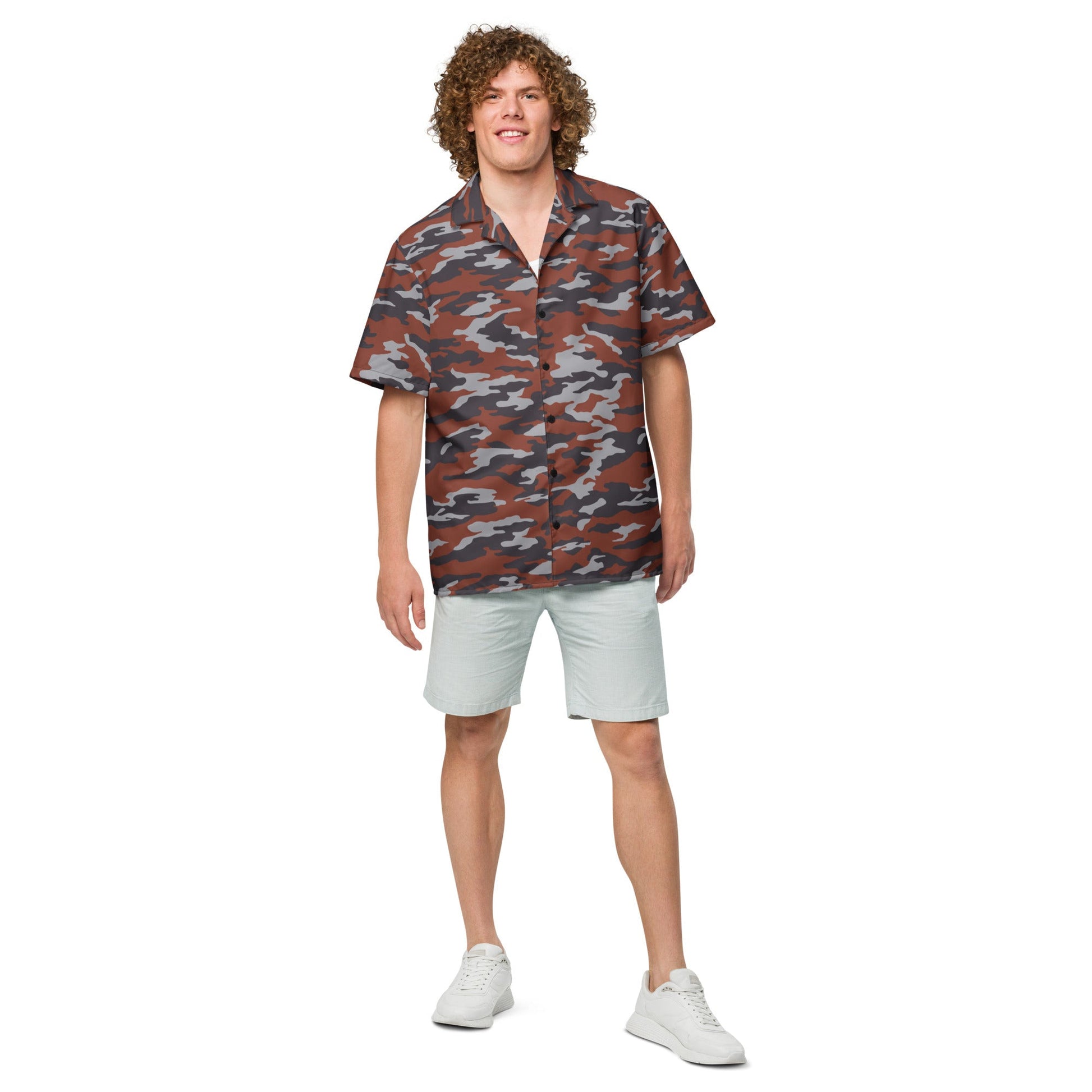 Russian Flora Red CAMO Unisex Short-Sleeve Button Shirt