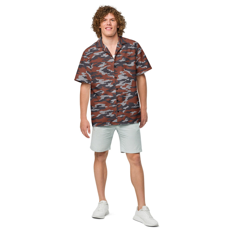 Flora Red Russian CAMO Unisex Short-Sleeve Button Shirt - Button-Up