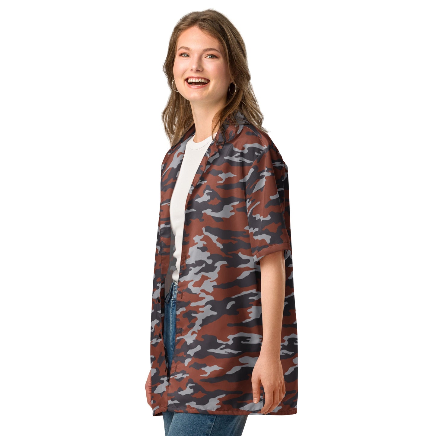 Russian Flora Red CAMO Unisex Short-Sleeve Button Shirt